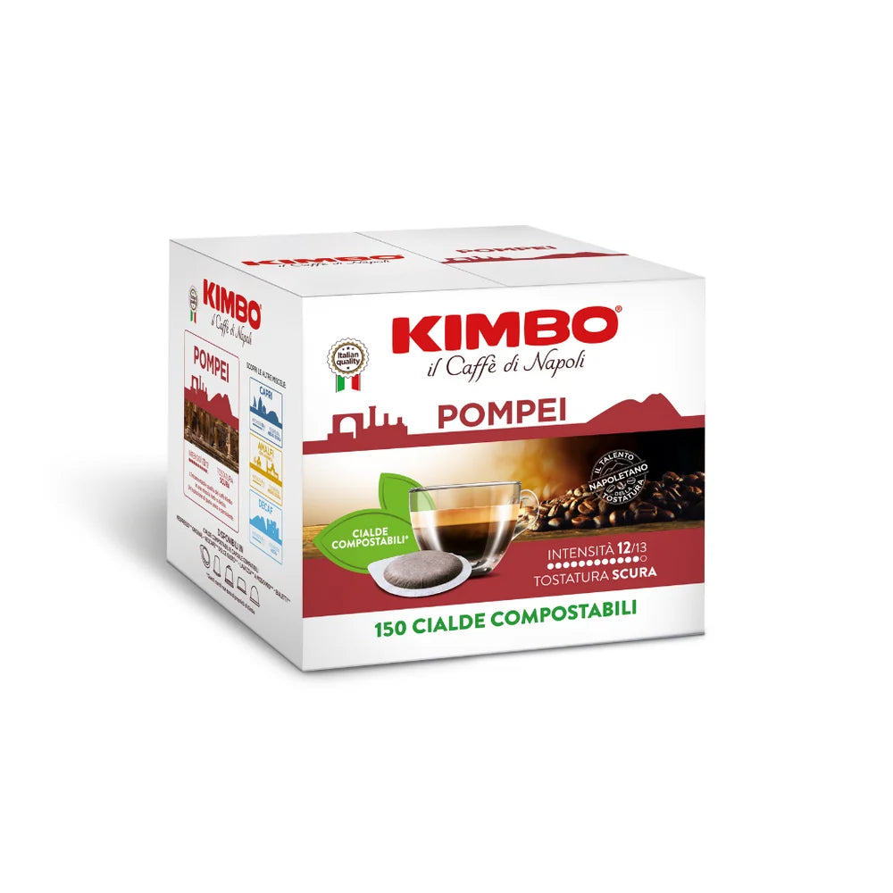 Kimbo Pompei 150 Cialde compostabili Tostatura Scura Intensità 12/13